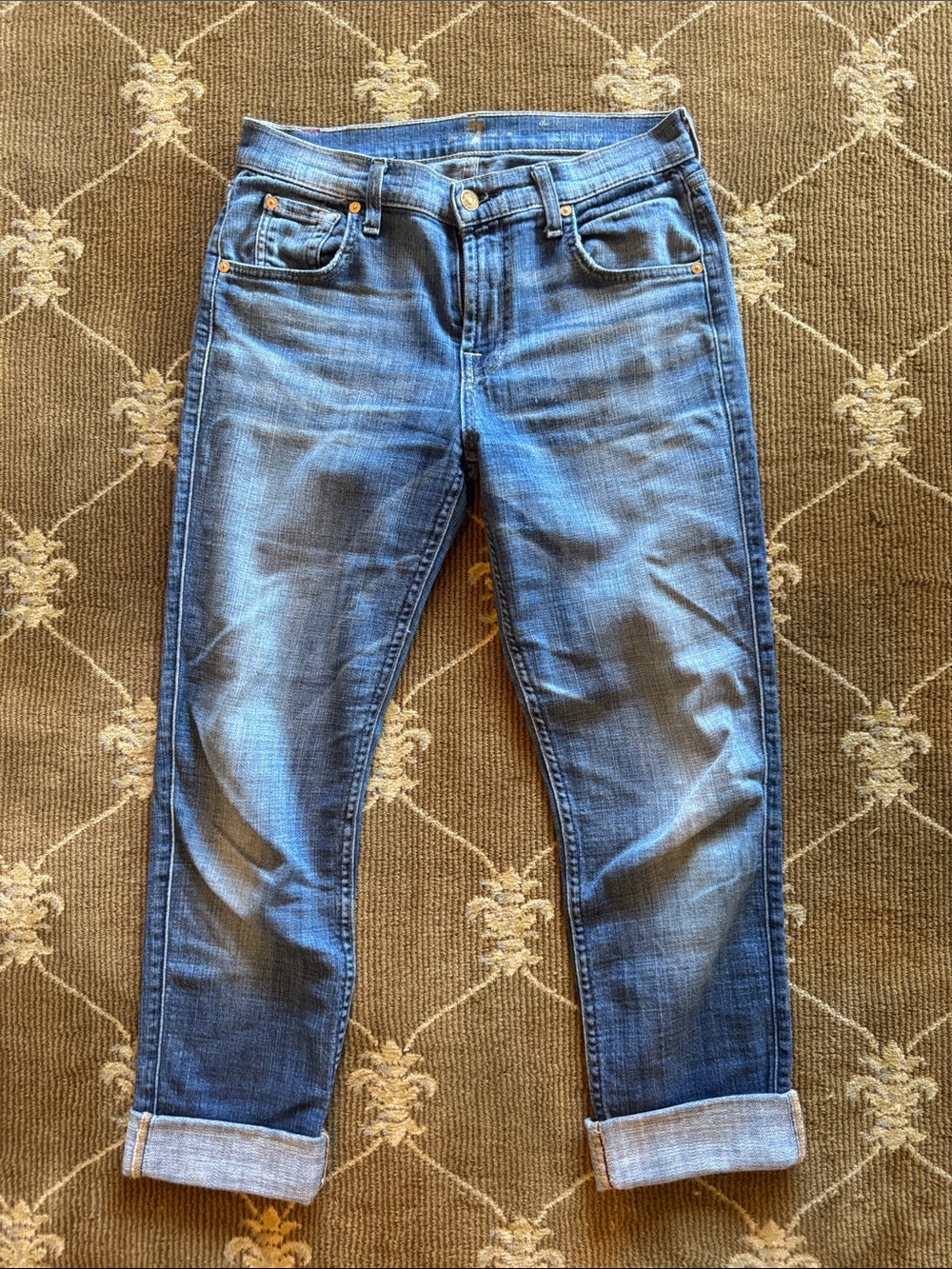 7 For All Mankind Blue Skinny Jeans - Denim